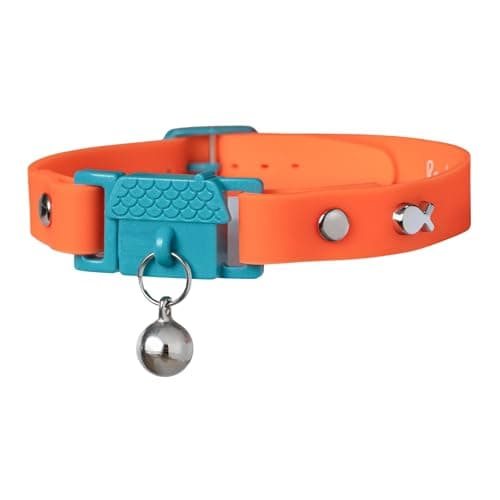 Kittyrama Tangerine Cat Collar with Bell. Cat Friendly Award Winner. Approved by Vets and Cat Experts. Breakaway Cat Collars Quick Release. Kitten Collar. Won't Rub Fur. Lightweight, Soft & Comfy