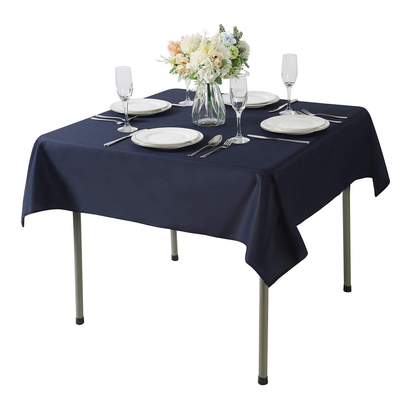 Cupuamon Square Tablecloth 52x52 inch Washable Polyester Fabric Table Cloth for Wedding Party Dining Banquet Decoration52x52Navy