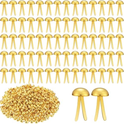 ADULLPONY 600Pcs Gold Brads Paper Fasteners 8x175mm Mini Brads Split Pins Round Head Brass Fasteners for Paper Crafts Supplies