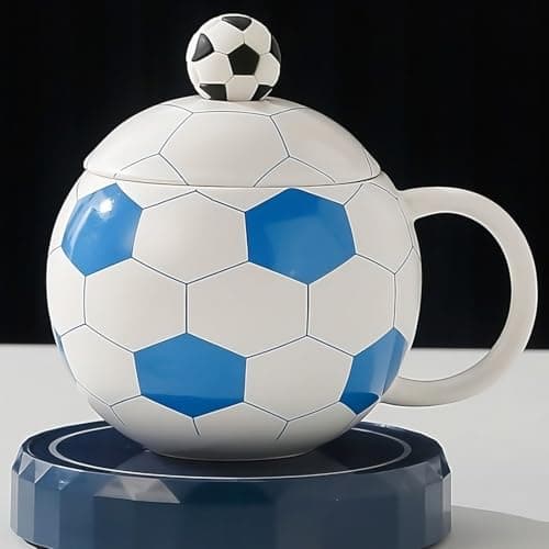 BonZeal Ceramic Football Mug Black Premium Coffee Mug Soccer Mug Tea Cup 400 ml Sports Theme Birthday Gift for Boys Girls Valentine Gift for Boyfriend Mugs for Coffee Return Gift for Kids Children