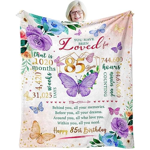 ZWERIVP 85th Birthday Gifts for Women, Women 85th Birthday Gifts, 85 Year Old Bday Decorations for Woman, Woman 85 Year Old Bday Throw Blankets 50"X60"