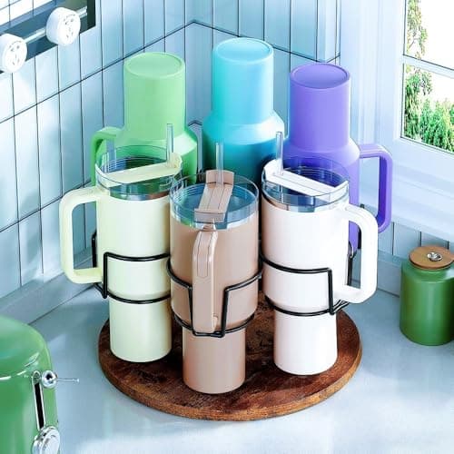 ARHAT Rotating Tumbler Holder for Stanley Cups & Accessories | Lazy Susan Cup Stand with Adjustable Height | Water Bottle Organizer for Kitchen Storage | Non-Slip Base & Easy Access
