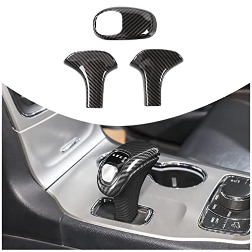 CheroCar Gear Shift Knob Cover Trim Stick Shifter Cap Cover Interior Accessories for 2014-2015 Jeep Grand Cherokee, for 2012-2014 Chrysler 300C,Carbon Fiber Grain…