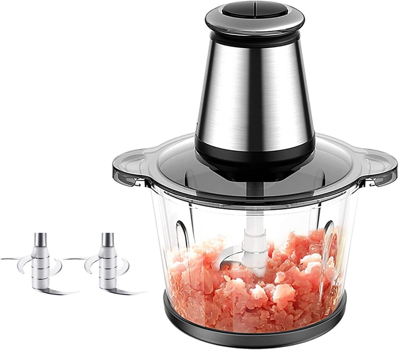 FEELING MALL Electric Food Processor For Kitchen - Vegetable Chopper -2L Stainless Steel and Glass Bowl For Food Chopper, Meat Mincer, Vegetables, Onion Slicer Dicer, Fruit and Nuts Blender