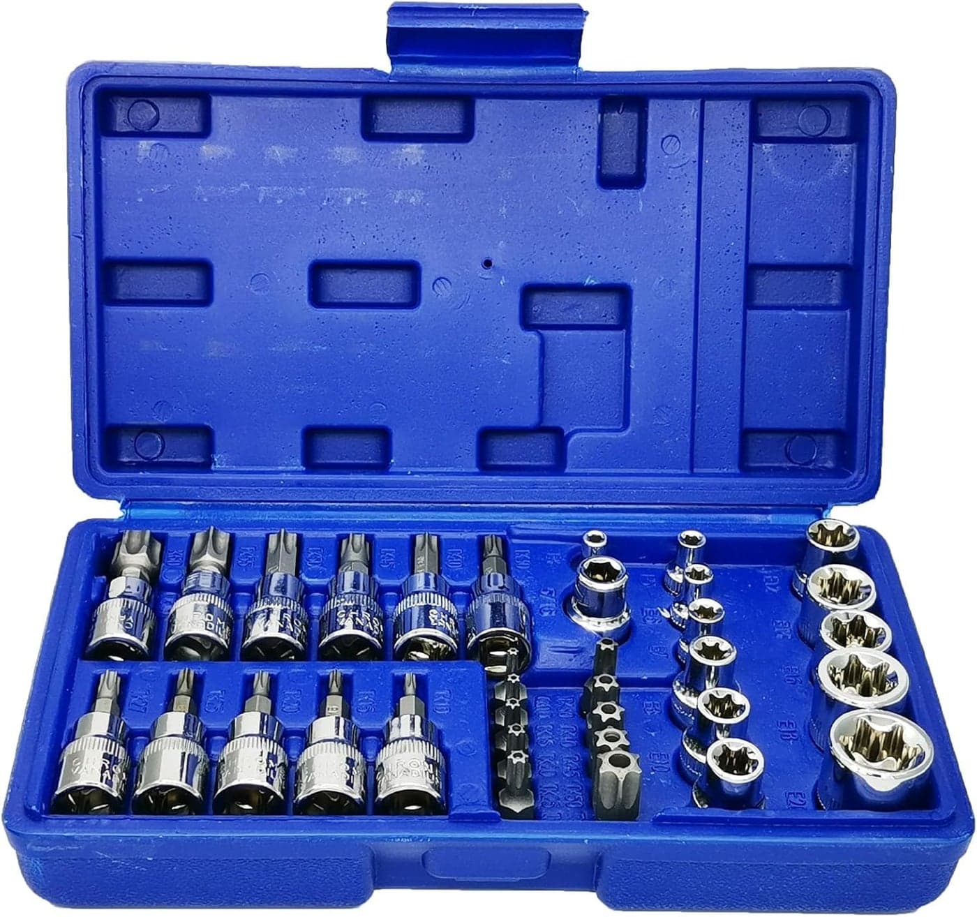 VENEKETY Torx Bit Socket Set 34 Pieces T10T60 E4E20 TT10TT55 516F to 38M Adapter