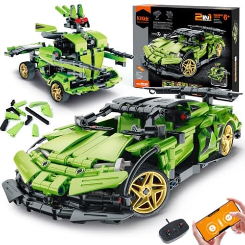 IQKidz STEM Building Blocks Kit for Kids 2 in 1 Remote Control Race Car and Robot Toy Great Gift for Boys Teens Age 6 7 812 Year Old Who Love Engineering and RC Sports Car Toys