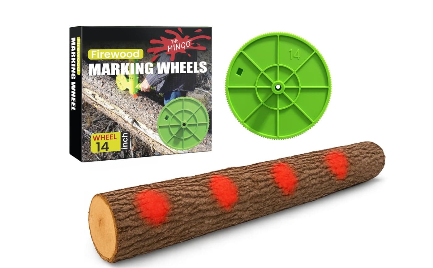THE MINGO Marker Firewood Marking Wheel -Chainsaw Firewood Measuring Tool Marking - Measuring Marker - Mingo Marker Firewood Cutting Tools - Firewood Logging Tools (14" Marking Wheel)