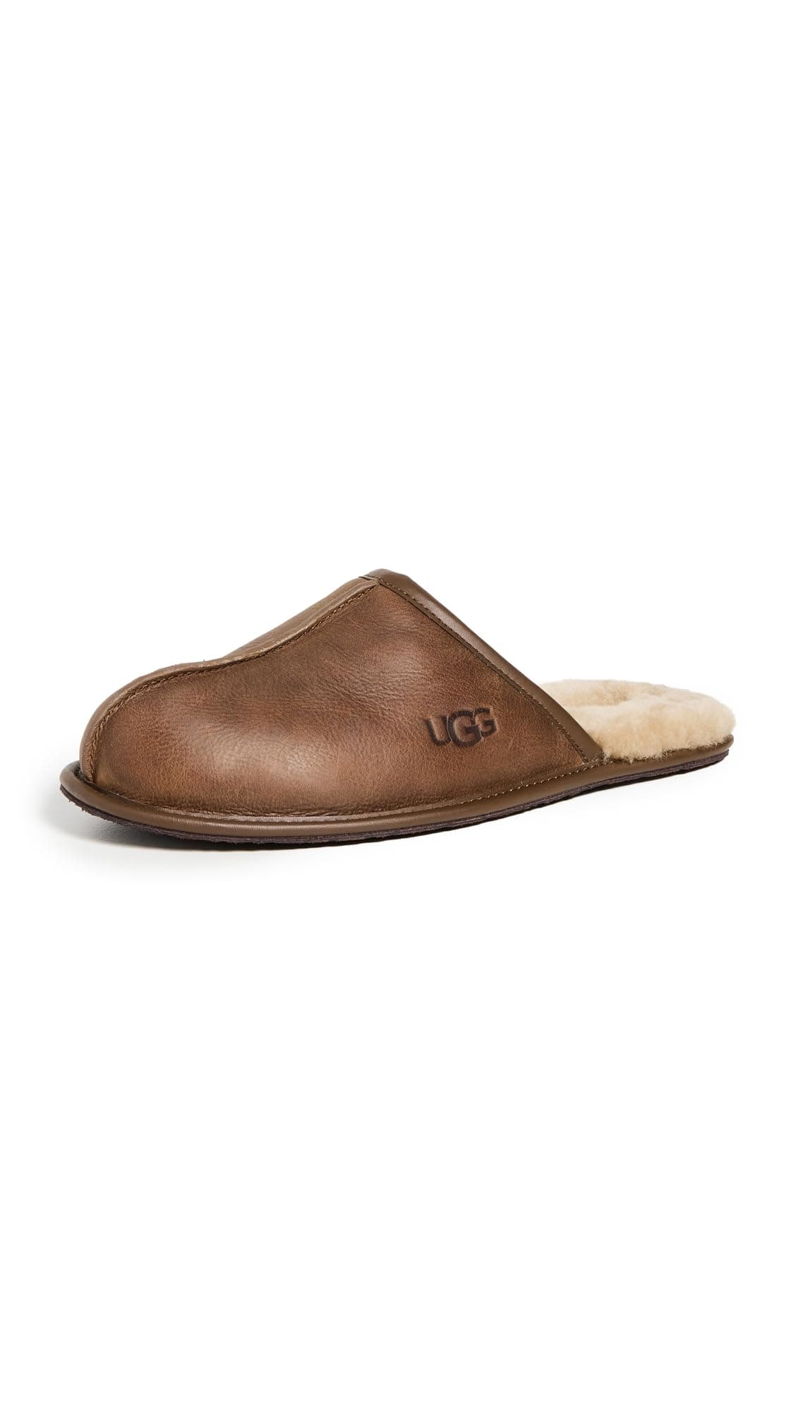 UGG Men's Scuff Slipper, Tan Leather, 10