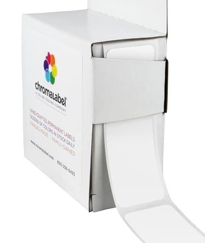 ChromaLabel 1 x 3 Inch All Purpose Permanent Color Code Rectangle Labels, 250 Labels per Dispenser Box, White