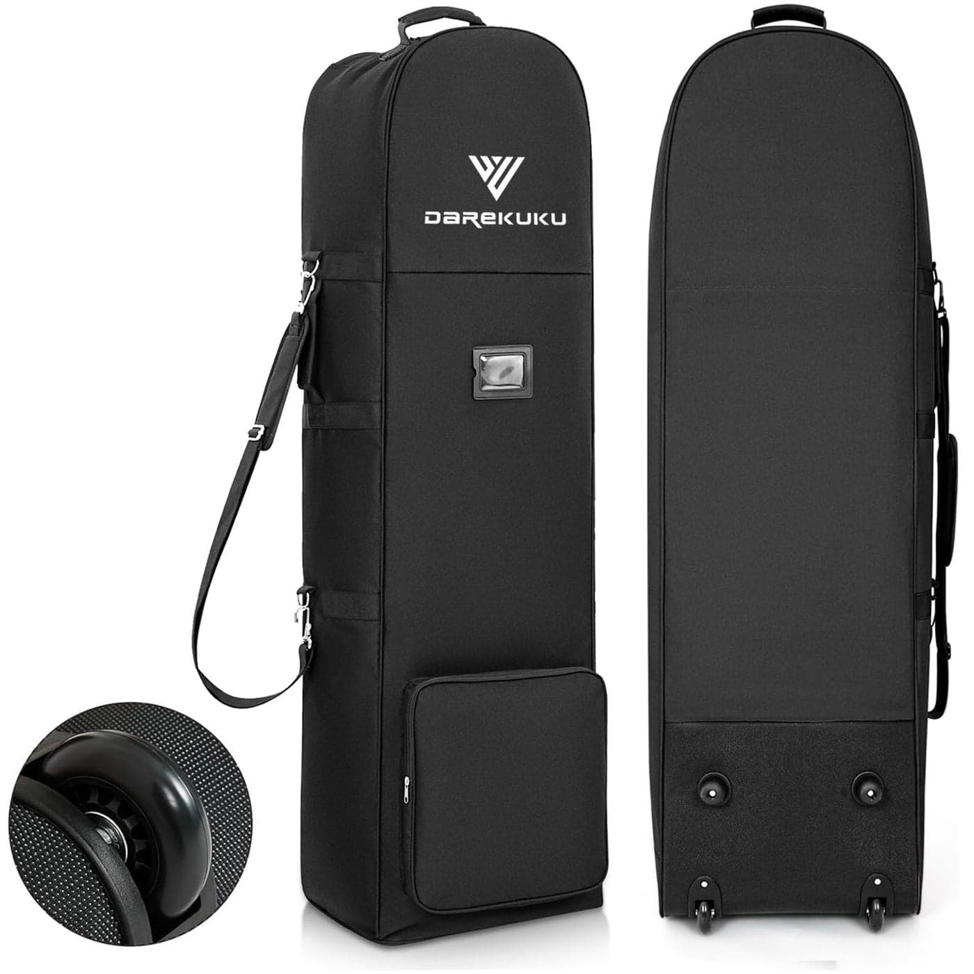 DAREKUKU Golf Travel Covers for Airlines with Detachable Shoulder Straps Soft Foldable Golf Club Travel Bags 900D Heavy Duty Oxford Universal Size Black