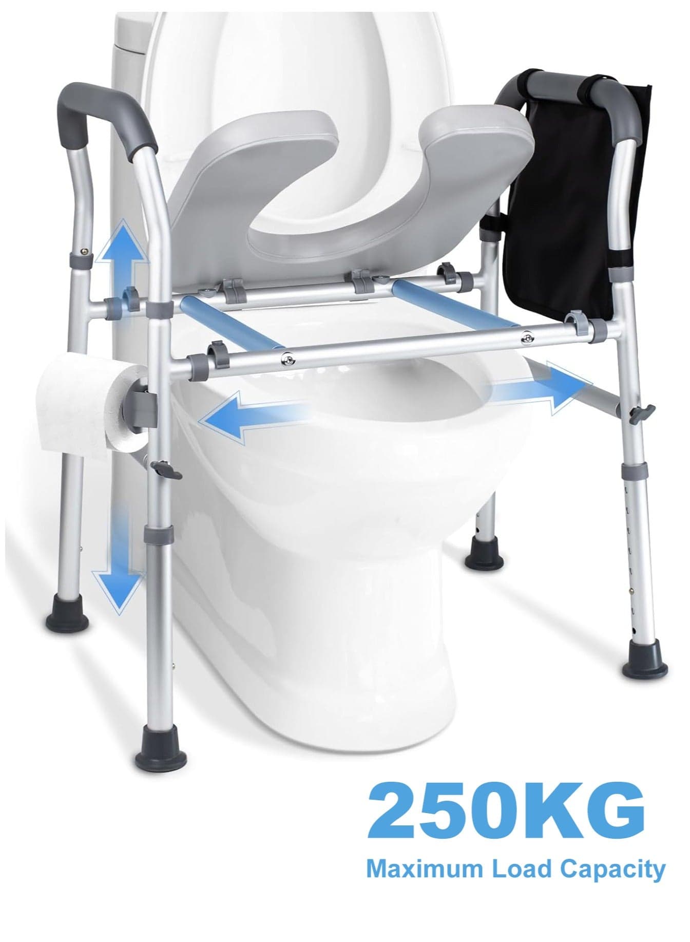 Raised Toilet Seat with Handles-Toilet Seat Riser for Seniors with Adjustable Height & Width,500 LBS Raised Toilet Seat, Handicap Elevated Toilet Seat with Arms for Elderly, Pregnant