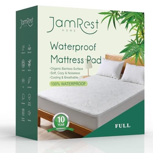 JamRest Waterproof Mattress Protector Full Size Viscose Cooling Breathable Mattress Cover Fitted Deep Pocket Mattress Pad Cover Stretches up to 23 Inches Noiseless Soft Bed Cover