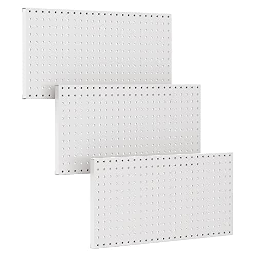 TORACK 3 PCS Metal Pegboard Panels(12x24 inch) for Wall Garage Utility Tools Storage Pegboard for Workbench, Modular Peg Board Tool Organizer Boards(Pack of 3, Grey)