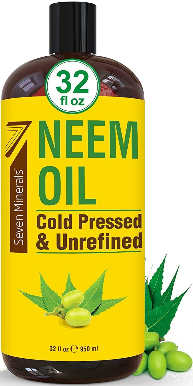 Seven Minerals Pure Cold Pressed Neem Oil Big 32 fl oz Bottle NonGMO Hexane Free 100 Pure Neem Oil for Plants Spray Skincare Haircare Treats Dry Skin Wrinkles Promotes Hair Growth