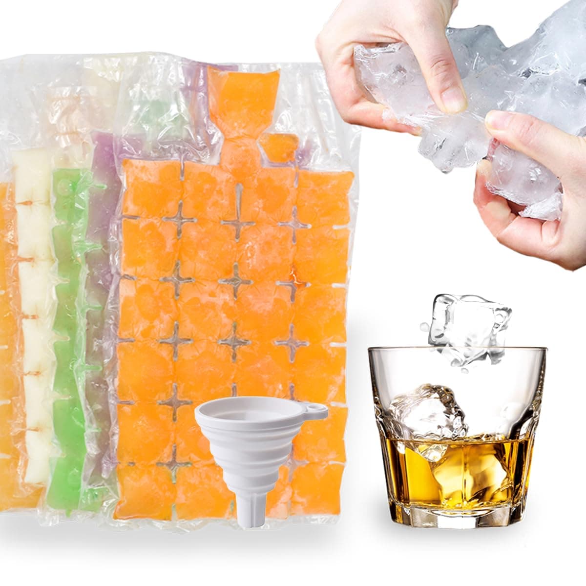 NACOLUS Disposable Ice Cube Trays for Freezer ball ice cube mold ice maker bags BPAFree 50 PCS