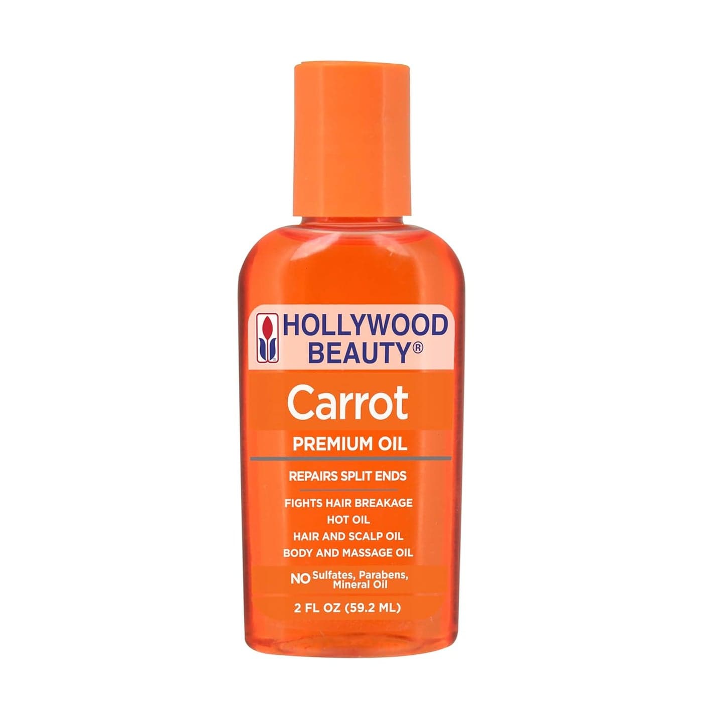 Hollywood Beauty Carrot Hair Oil 2oz Bottle Hair Scalp Skin Nail Massage Oil Helps Repair Damaged Hair Skin Can be Used as a Hot Oil Treatment
