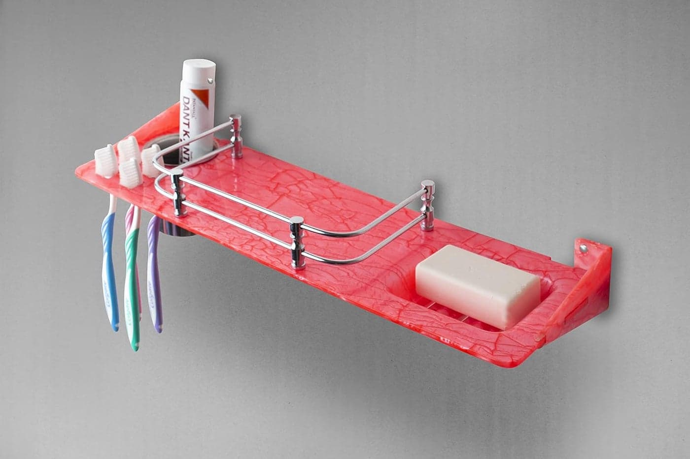 Flaner Unbreakable 3 in 1 Acrylic Corner Wall ShelvesSetShelfStorage for BathroomPink