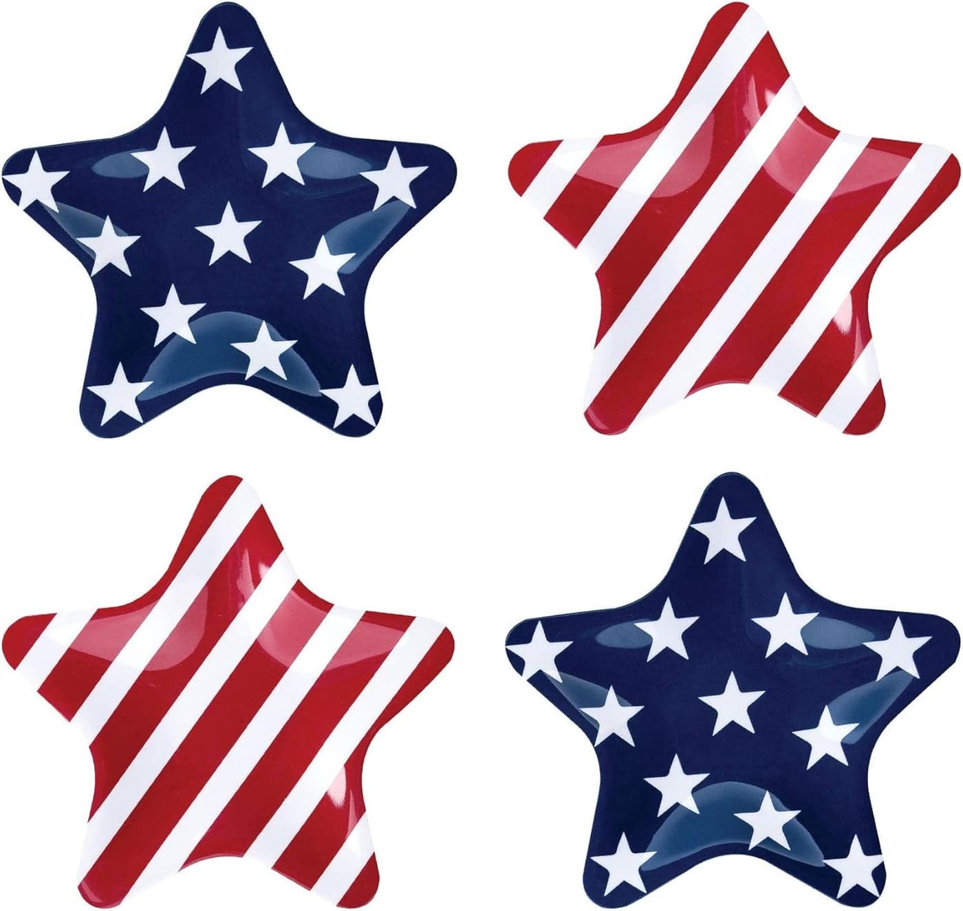 UPware Patriotic Star Shaped Salad Plates Melamine Appetizer and Dessert Plates for 4th of July Independence Day Decoration Patriotic Color 8 Inch Set of 4