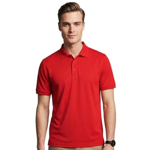 Noberon Men Cotton Solid Polo T-Shirt(1M-TWPO-R0002-PR6_Poppy Red_2XL)