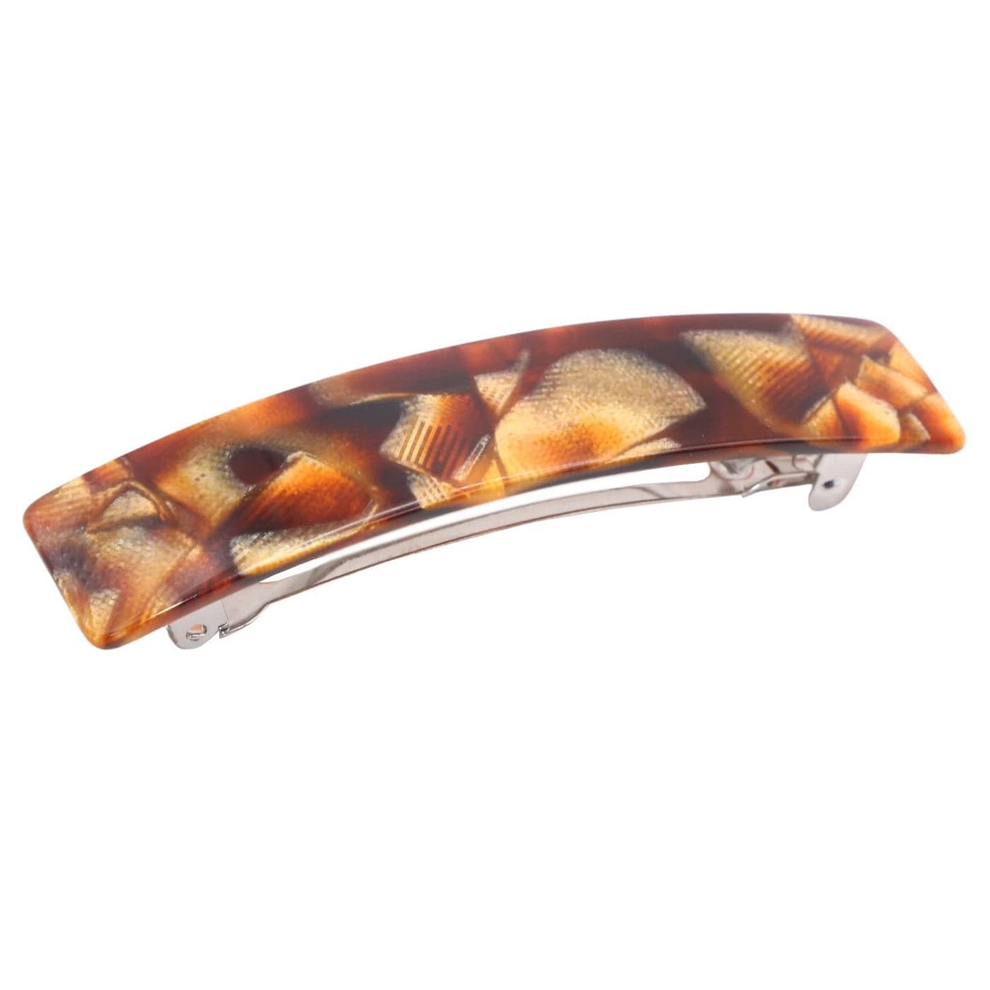 French Amie Oblong Handmade 35 Celluloid Automatic Hair Clip Barrette French Hair Clip for Girls Strong Hold Hair Clips for Women No Slip Durable Paris Hair Accessories Made in France Caramel