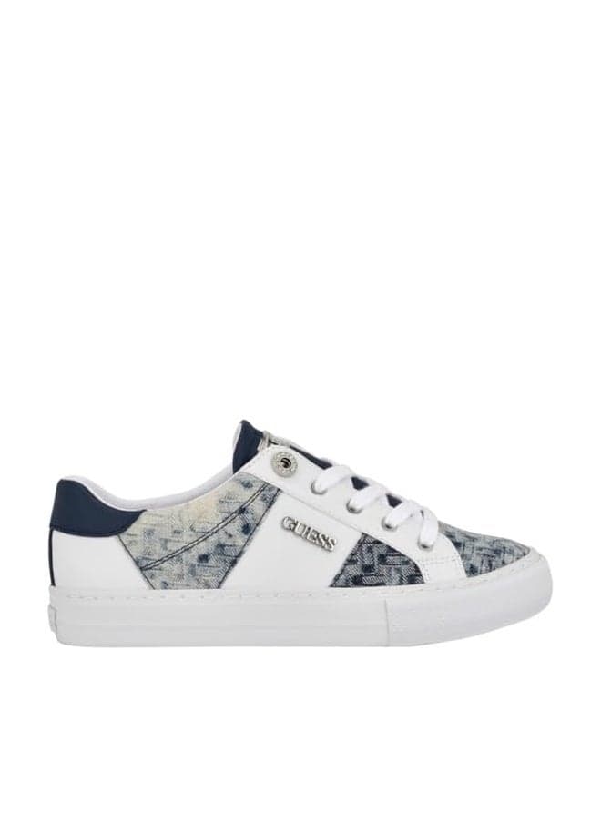 GUESS Women's Loven3 Sneaker, White/Blue 171, 7