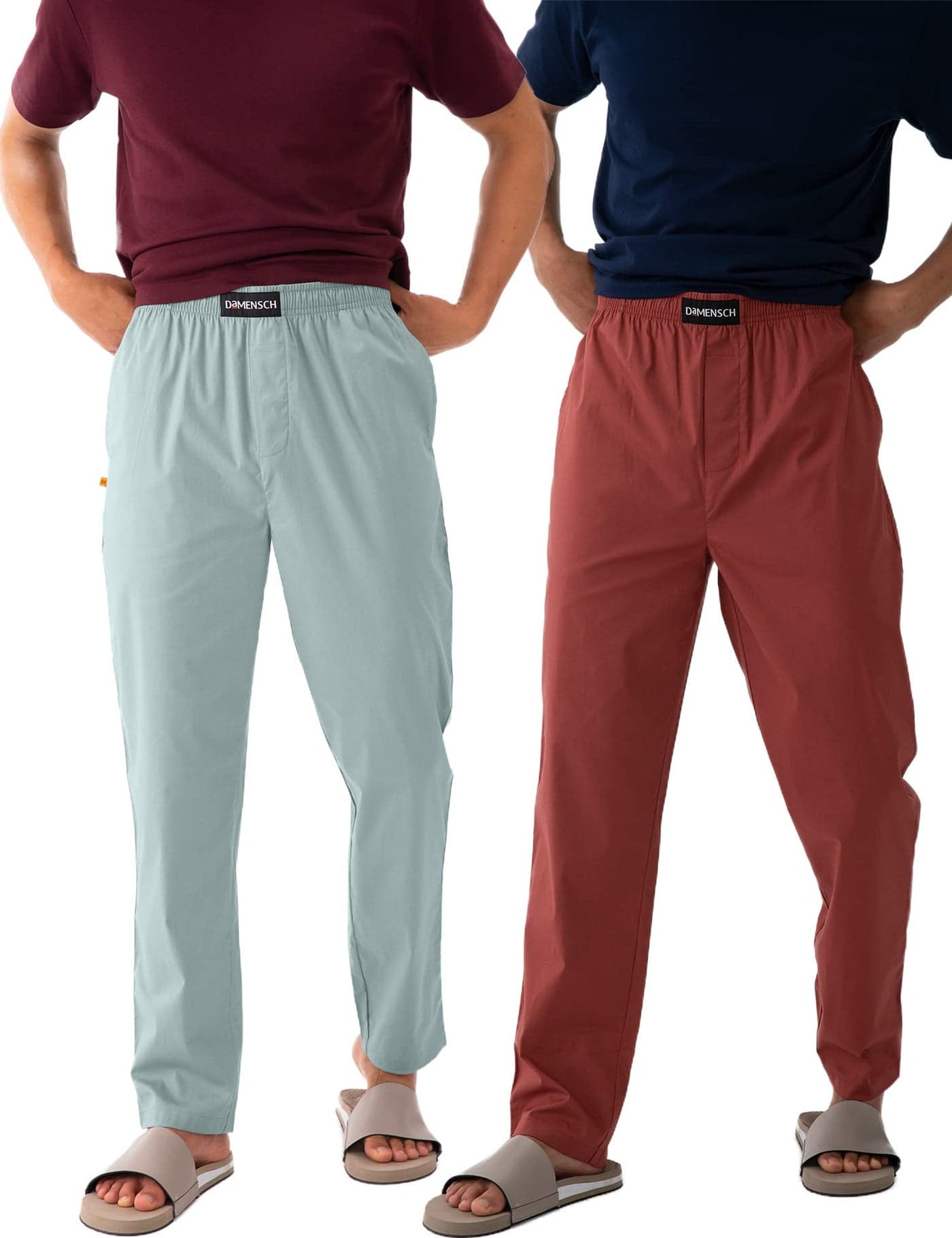 DAMENSCH Men Stretch Pyjama Pants - Nap Green, Slumber Maroon - Large
