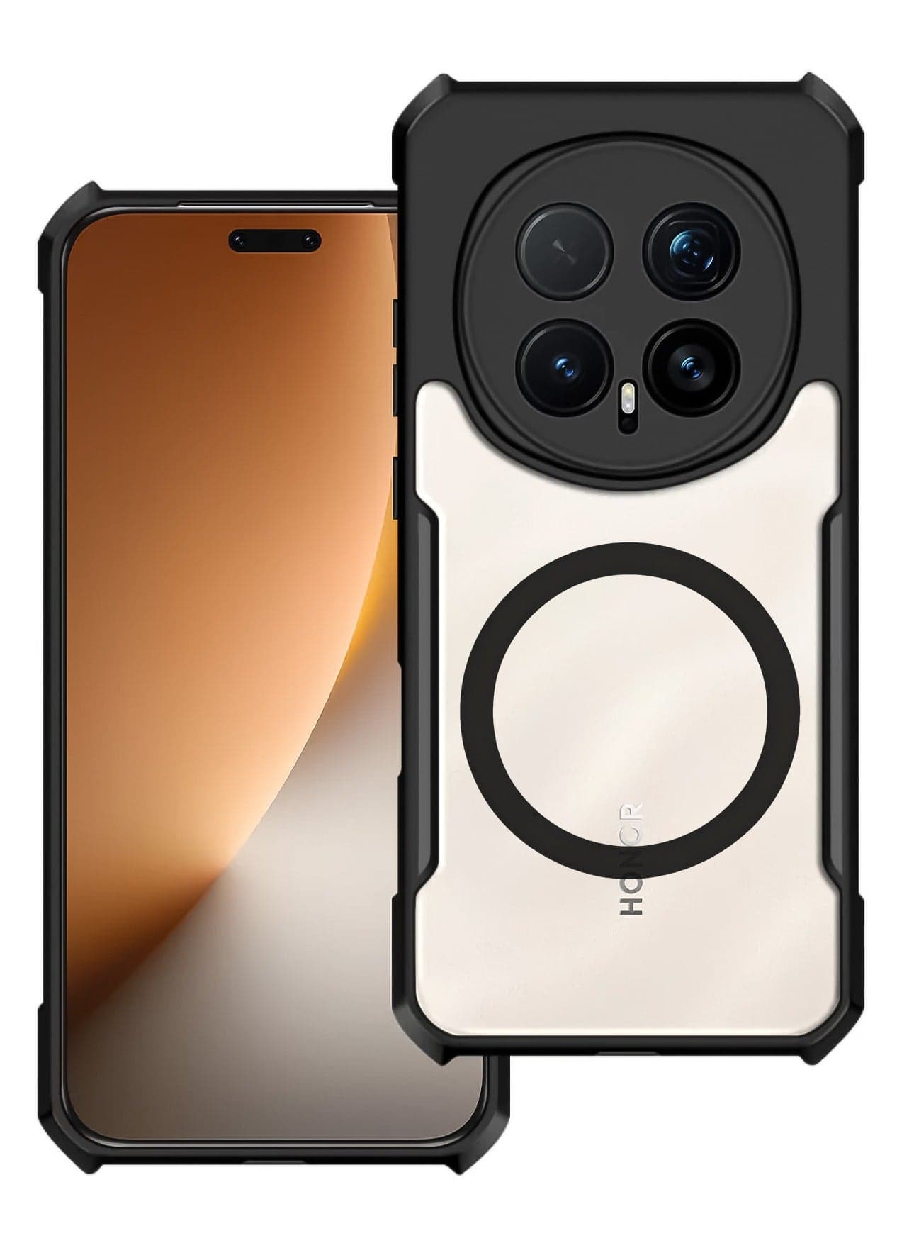 for Honor Magic 8 Pro Case, Camera Lens Protection Design, Compatible with MagSafe Magnetic Back Cover, TPU Bumper +PC Back Panel Shockproof Material, Anti-Fingerprint Matte Semi-Transparent Casing