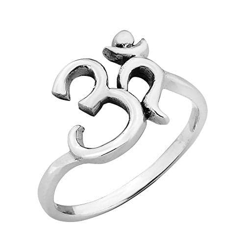 AeraVida Spiritual Harmony Zen Energy or Mindfulness Charm Symbol .925 Sterling Silver Ring (9) | Unisex Hindu Spiritual Rings | Religious Ornament