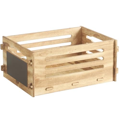 VZODESR Wooden Record Crate Rustic Box for Home Office Storage Cube Record OrganizerFarmhouse Detachable Kitchen Fruits Vegetable Food Craets