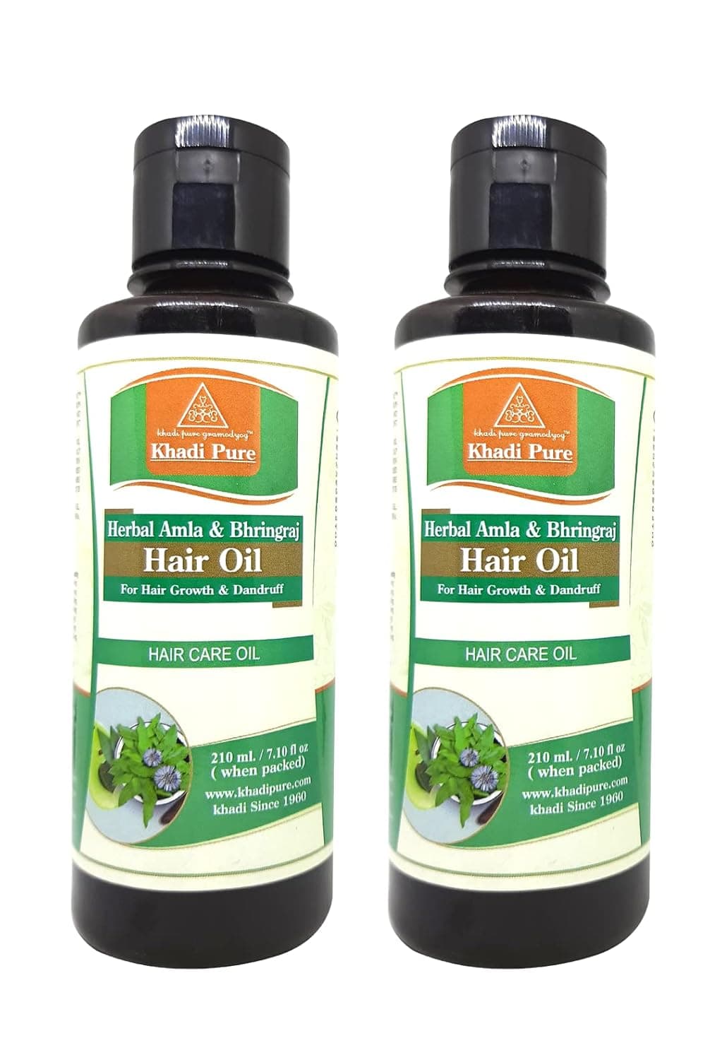 Khadi Pure Herbal Amla Bhringraj Hair Oil 210ml Set of 2