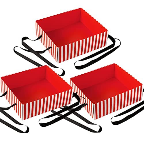 SATINIOR 3 Pcs Halloween Movie Night Snack Trays with Strap Usherette Popcorn Snack Trays for 20's Theme Party Popcorn Vendor Costume Carnival Movie Night Supplies(Red)