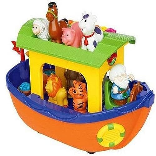 Kiddieland Toys Limited Noahs Ark Shape Sorter Toy Musical Piano Sounds 9 Animal Figures FreeWheeling PushAlong Boat for Toddlers and Preschool Kids