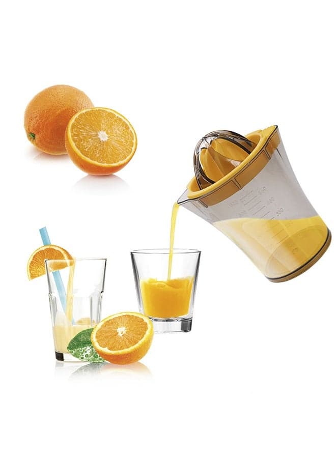 Citrus Juicer, Orange Lemon Manual Hand Squeezer, Anti-Slip Lid Rotation Reamer Lime Press, 600ml Capacity, 2 Pour Spouts Kitchen Gadget