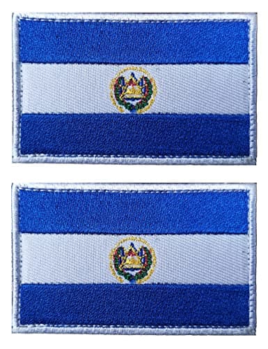 2 PCS AliPlus EI Salvador Flag Patches Embroidered Tactical Military Morale Patch Applique Fastener Hook and Loop