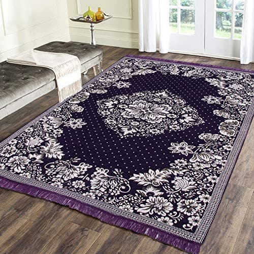 Braids Premium Chennille Living Room Rectangular Carpet,Area Rug,Durries- 4.5 Ft X 6 Feet,Multicolor (Blue)