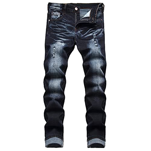 JUNBAOSS Men's Slim Fit Skinny Jeans Stretch Ripped Tapered Leg Ripped Jeans for Men Distressed Jeans Pants Skinny Jeans for Men Stretch Denim Jeans
