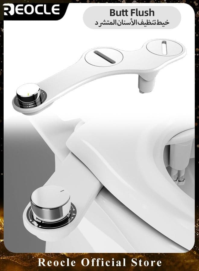 Bidet Non-Electric Dual Nozzle Fresh Water Sprayer Adjustable Water Pressure Bidet Toilet Seat Attachment for Rear and Feminine Wash