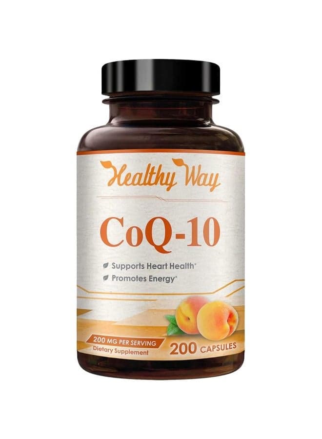 Healthy Way Pure CoQ10 200mg 200 Capsules Supports Healthy Heart & Healthy Blood Pressure - Non-GMO USA Made