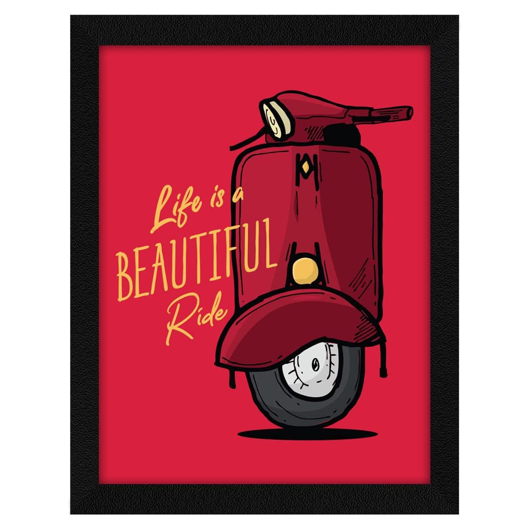 ArtX Paper Motivational Quote Life is a Beautiful Ride Wall Frame Art Painting For Living Room Drawing Room Multicolor Motivational 100 X 130 inches Set of 1