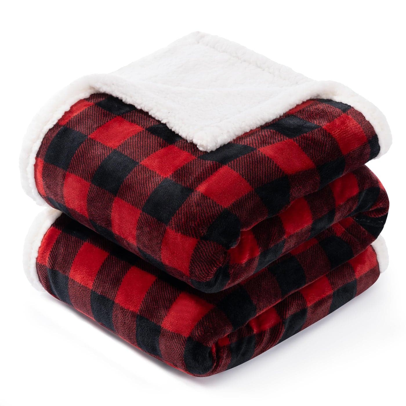 BEAUTEX Christmas Sherpa Fleece Throw Blanket Super Soft Warm Buffalo Plaid Plush Blankets and Throws Warm Winter Cozy Fuzzy Blanket for Couch Sofa Bed Red 50 x 60