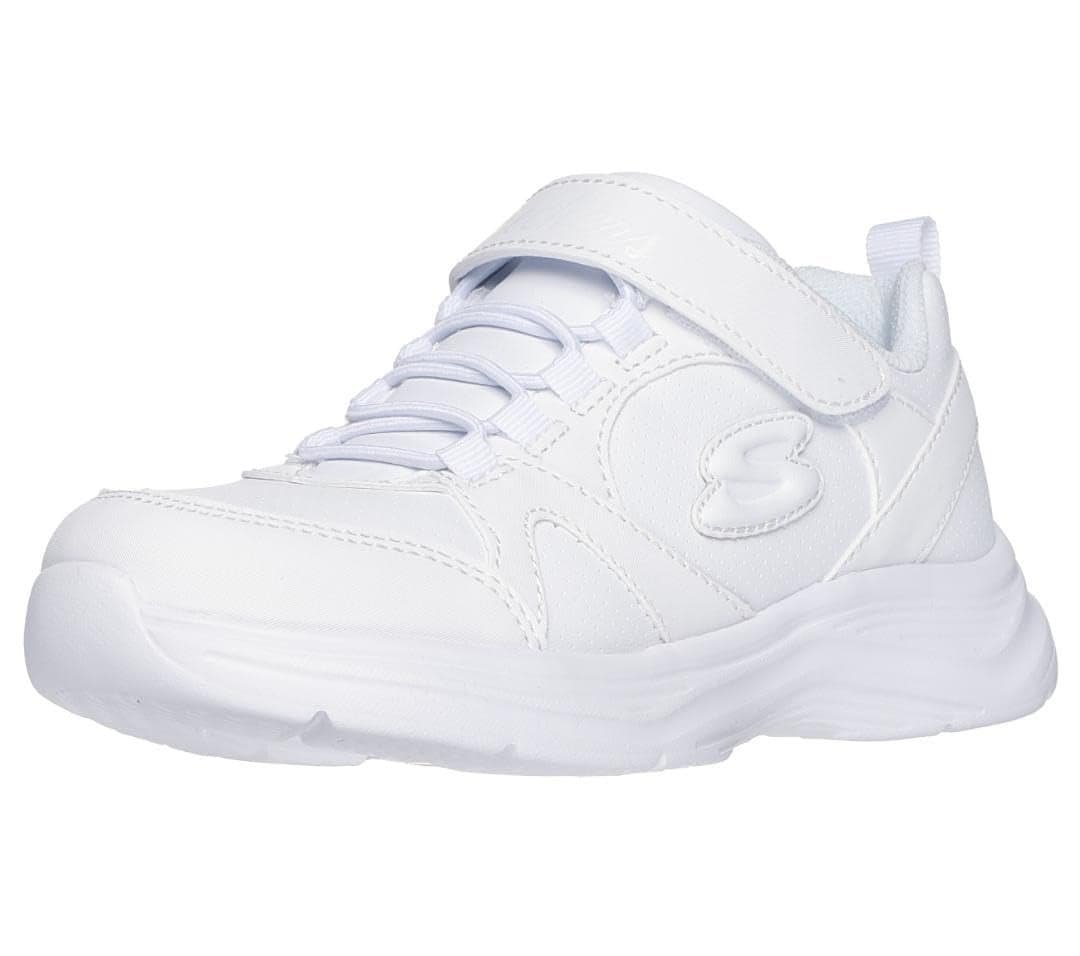 Skechers Kids Girls' Glimmer Kicks Sneaker, White, 3.5 Medium US Big Kid
