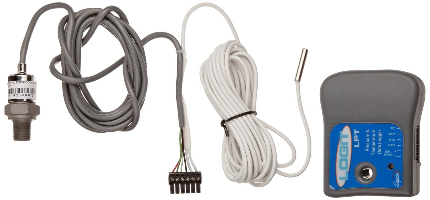 Supco LPT LOGiT Pressure and Temperature Data Logger, 3" Length x 2-1/2" Width x 1-3/32" Height