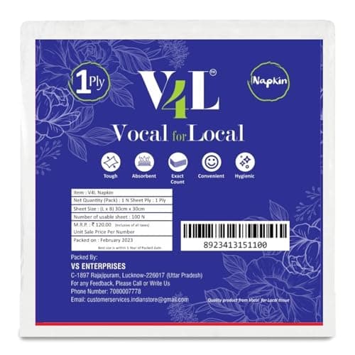 V4L Biodegradable Paper Napkins Tissue Paper Pack of 700
