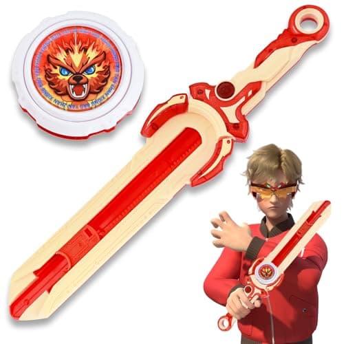 INFINITY NADO Mini Nado Sword for Beginners Spinning Top and Sword Launcher Battle Set Toys for Kids Battle Brust Top Toys for 5 6 7 8 9 Year Old Boys Red