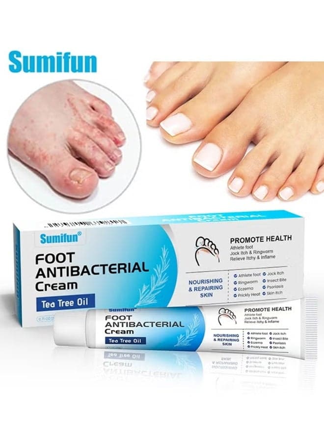 Sumifun Antibacterial Foot Cream with Natural Tea Tree Oil for Fungal Foot Care, Athlete’s Foot Treatment, Itch Relief, Cracked Skin Repair, Odor Elimination, Nourishing and Restoring Healthy Feet