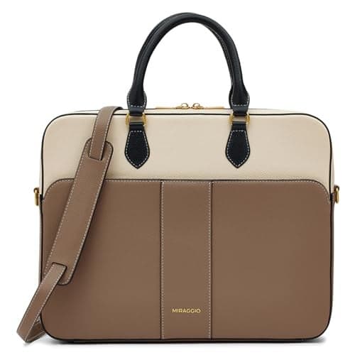 Miraggio Unisex Parker Laptop Bag | With Adjustable & Detachable Strap | Fits Up to 14 Inches Laptop, Ivory