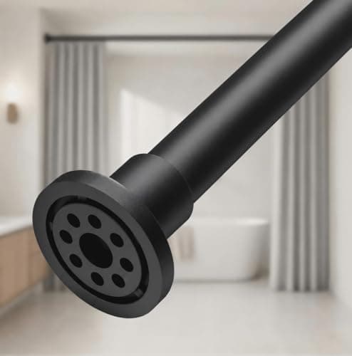 ALLZONE Adjustable Tension Curtain Rod 42 to 78 Inches Spring Loaded Curtain Rods No Drilling Renter Friendly Tension Rod for Windows Shower Closet No Drill NonSlip Black
