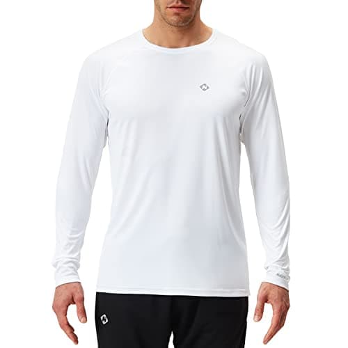 NAVISKIN Men's Sun Protection UPF 50+ UV Outdoor Long Sleeve Shirts White Size S
