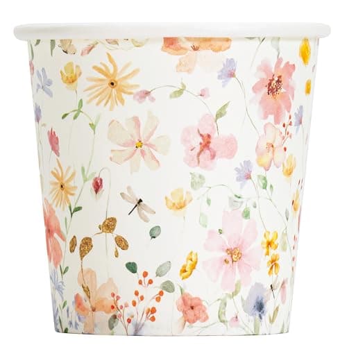 Crisky 300 Pack Paper Bathroom Cups 3oz Disposable Elegant Design Full Floral Small Mouthwash Hot/Cold Beverage Coffee Dessert for Birthday Parties Home-use Picnics Ceremonies