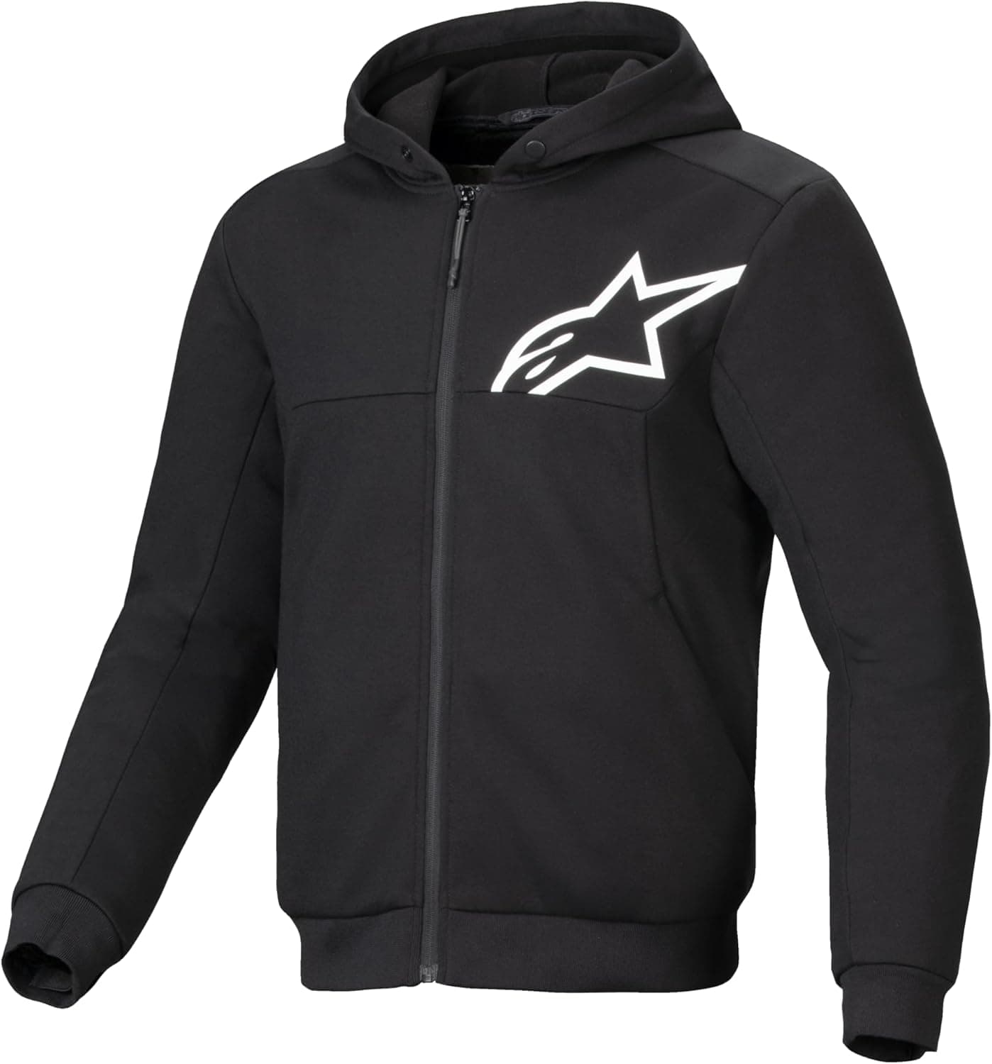 Alpinestars Chrome v2 Sport Hoodie - Black/White, CE-Certified Motorcycle Riding Jacket